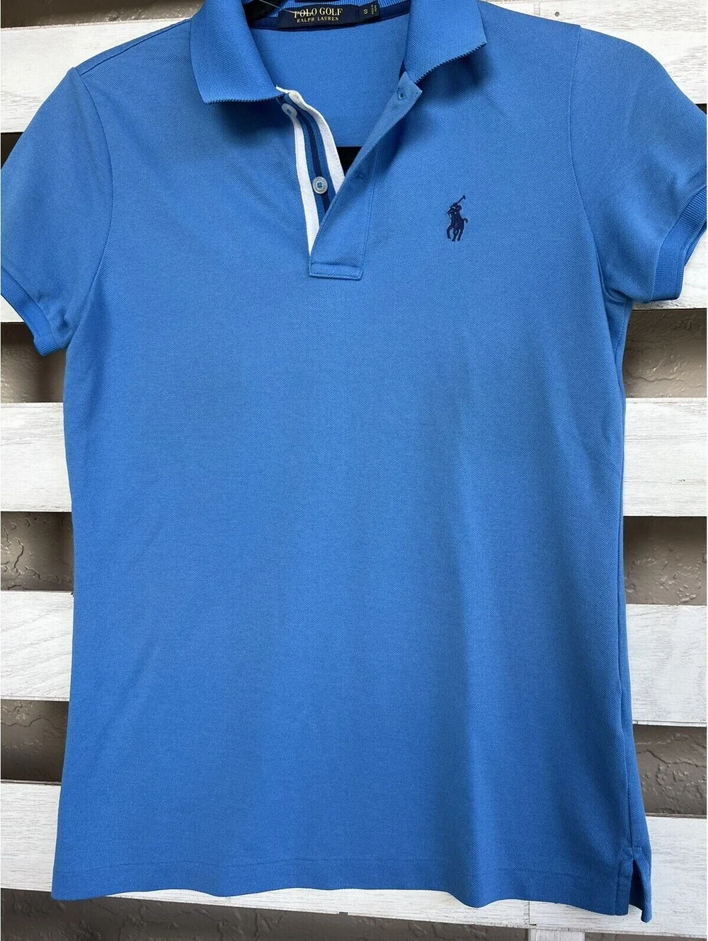 Ralph Lauren Golg Blue Pony Casual Polo Shirt Tailored Fit  Size S.